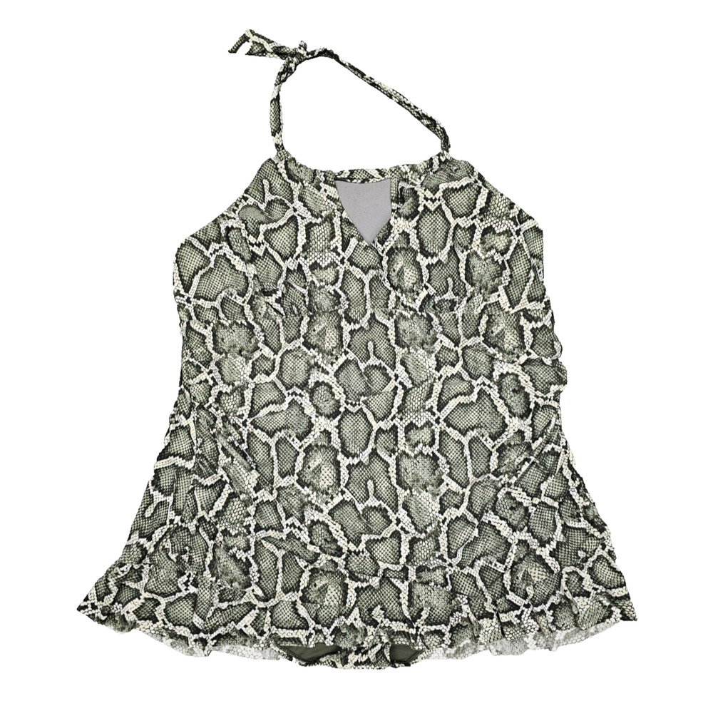 Curvy SNAKE PRINT OnePiece Ruched SWIMSUIT 2X Indie Sleaze Mob Wife Rockabilly